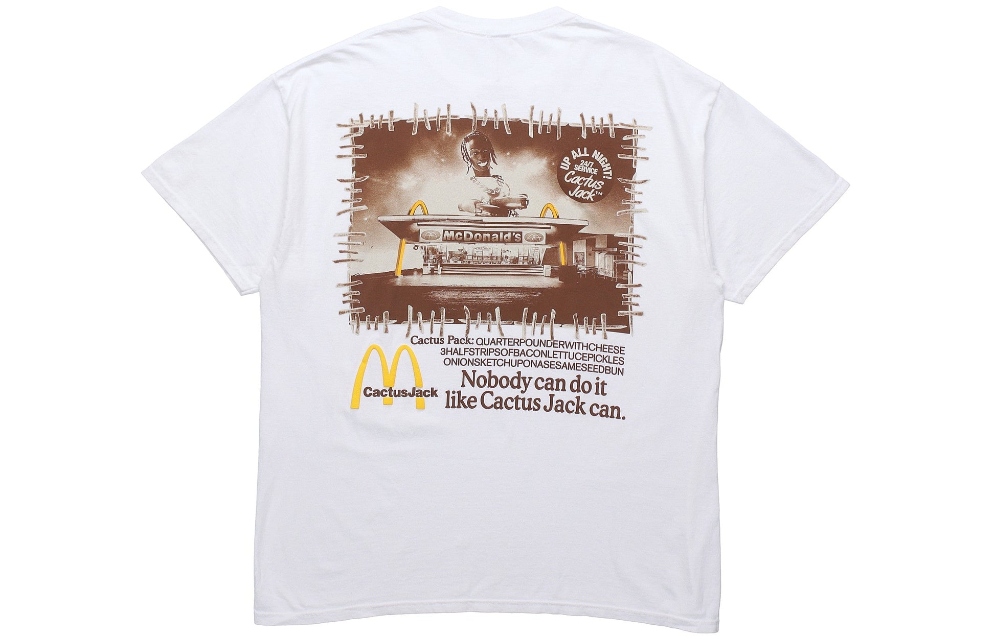 Travis Scott Cactus Jack x Mcdonald Unisex Vintage Action Round-neck Printing White CJMDSS37