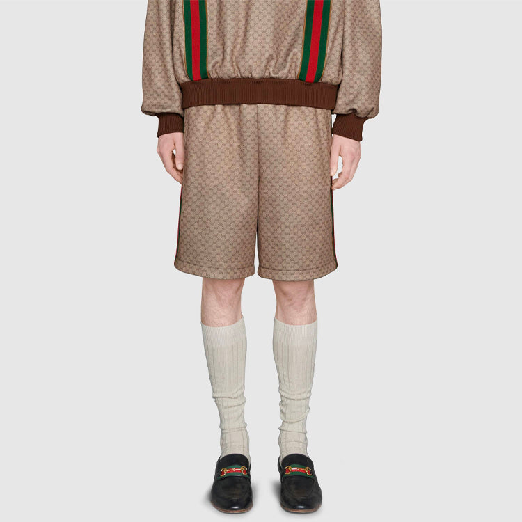 Men's Gucci FW21 Webbing Knit Brown Shorts 654762-XJDFB-2100