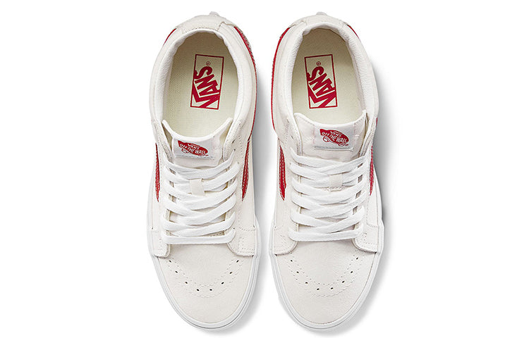 Vans SK8-Mid Stylish Lightweight Mid-Top Casual Skate Shoes Unisex White Red VN0A391FOXS