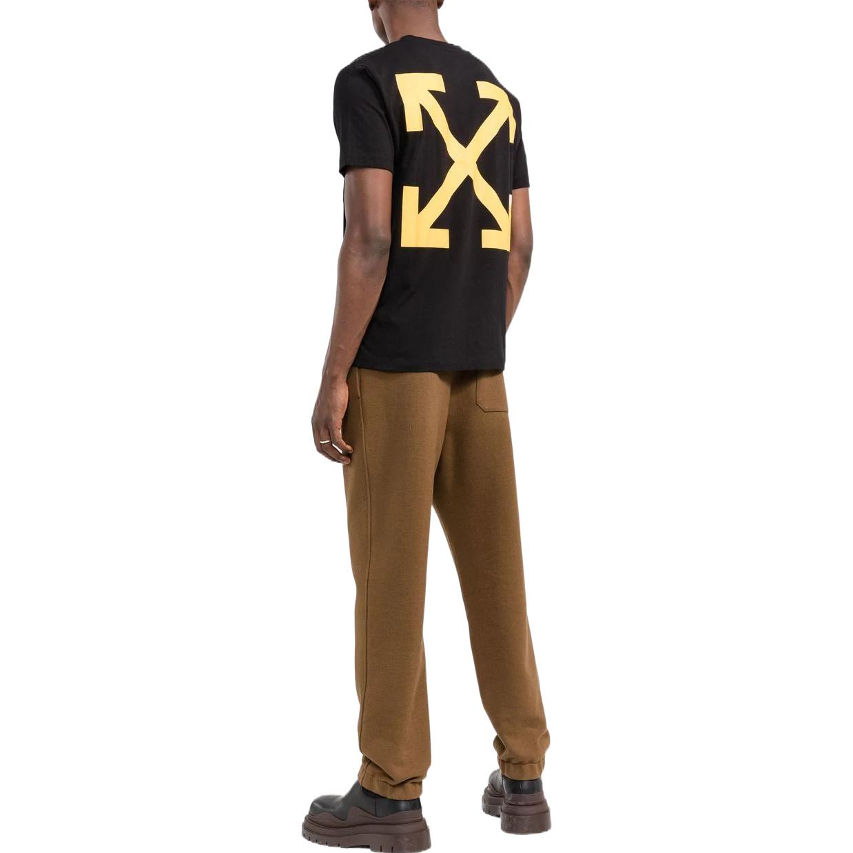 Men's Off-White FW22 Caravaggio Arrow Character Printing Casual Short Sleeve Black T-Shirt OMAA027C99JER0141001