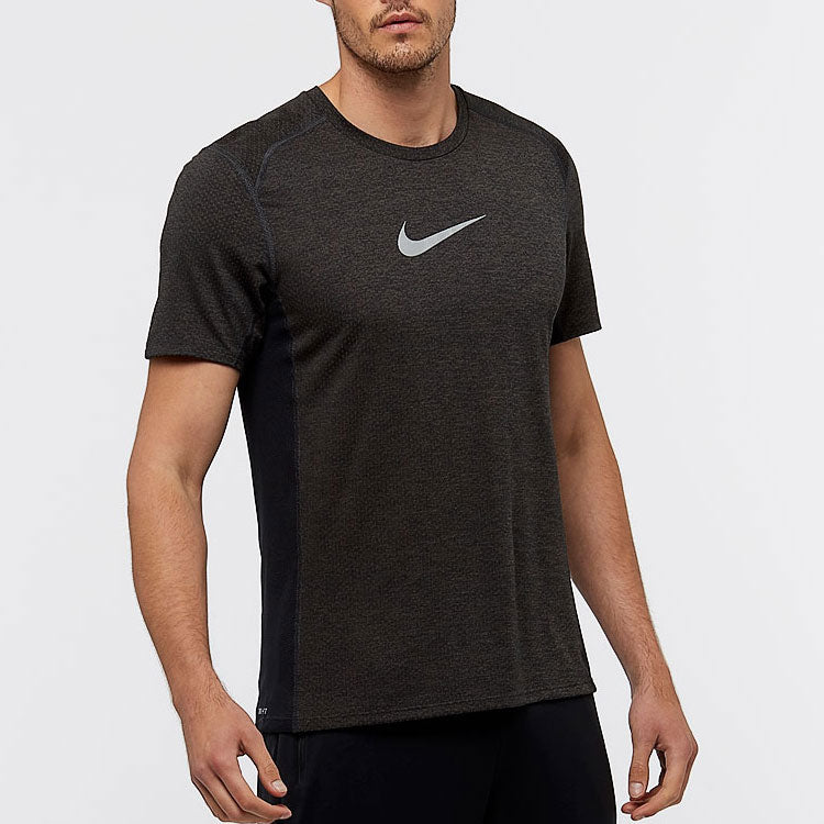 Men's Nike Solid Color Sports Round Neck Pullover Short Sleeve Black Brown T-Shirt 834241-014