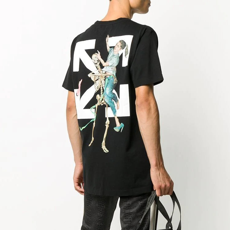 Off-White Pascal Skeleton Printing Short Sleeve Black OMAA027F20FAB0031010