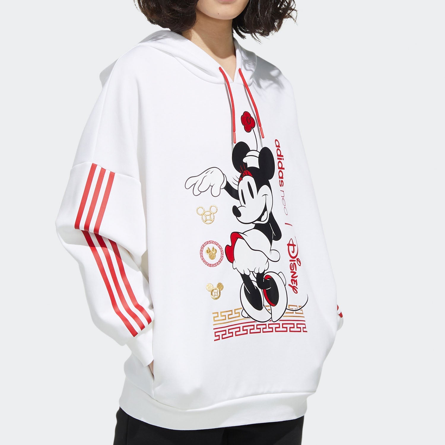 (WMNS) adidas neo x DISNEY Mickey Mouse Crossover CNY Printing White GE7780