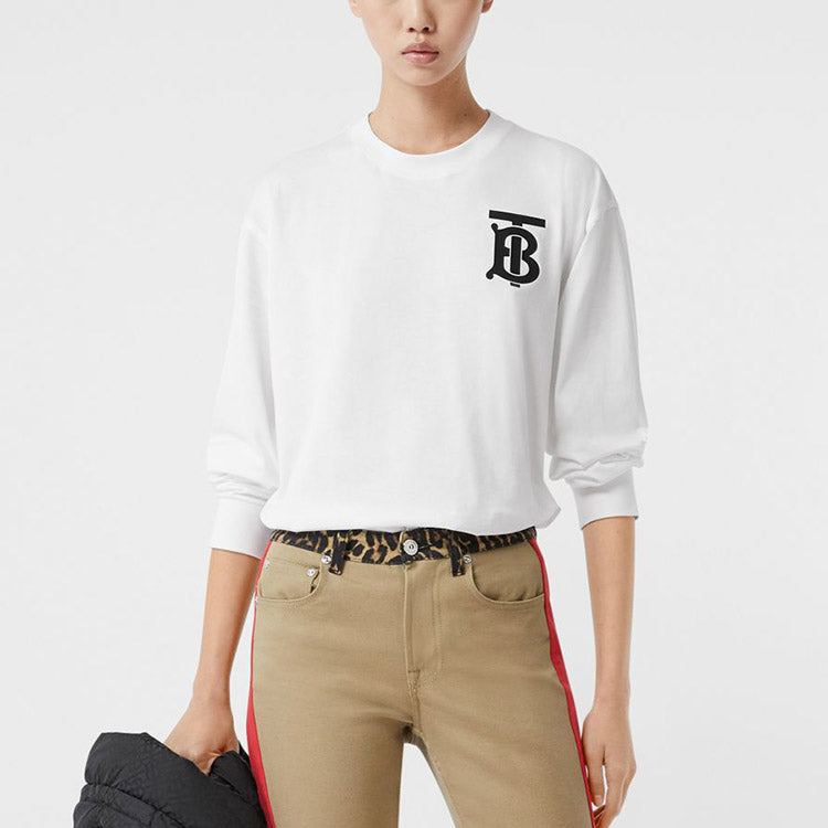 Burberry FW20 Logo Cotton Crewneck Long Sleeve White 80243411