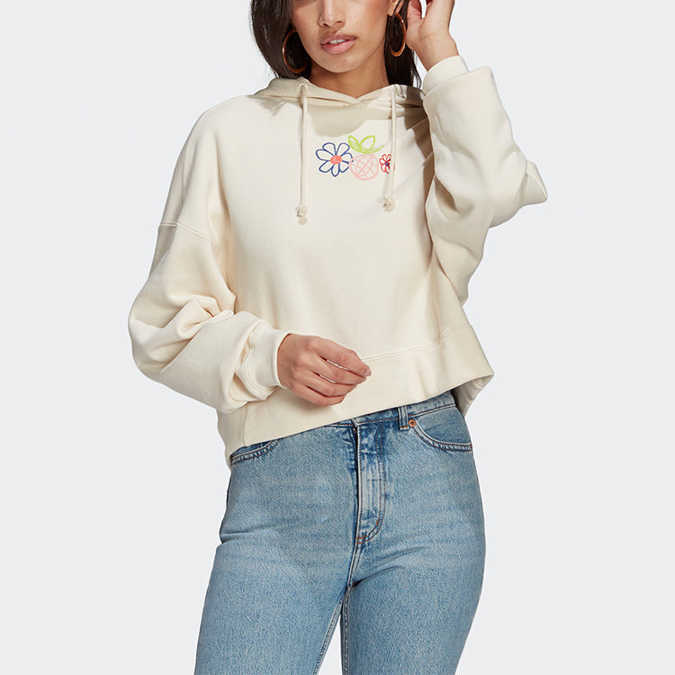 (WMNS) adidas originals Hoodie Short Sports Pullover Hoodie 'Creamy White' GP3495