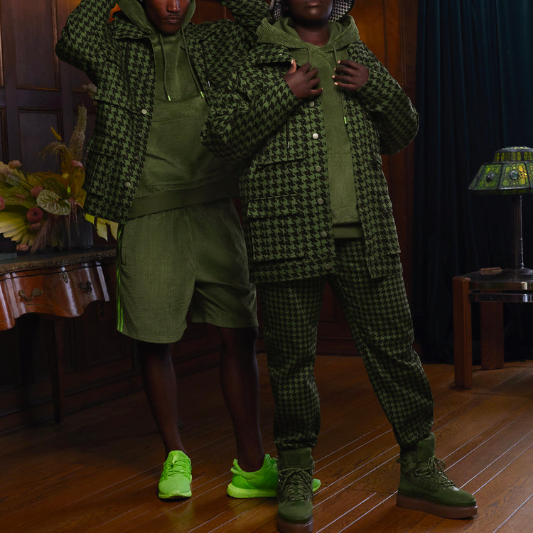 adidas originals x IVY PARK Crossover Plaid Hooded Jacket Green HC6004