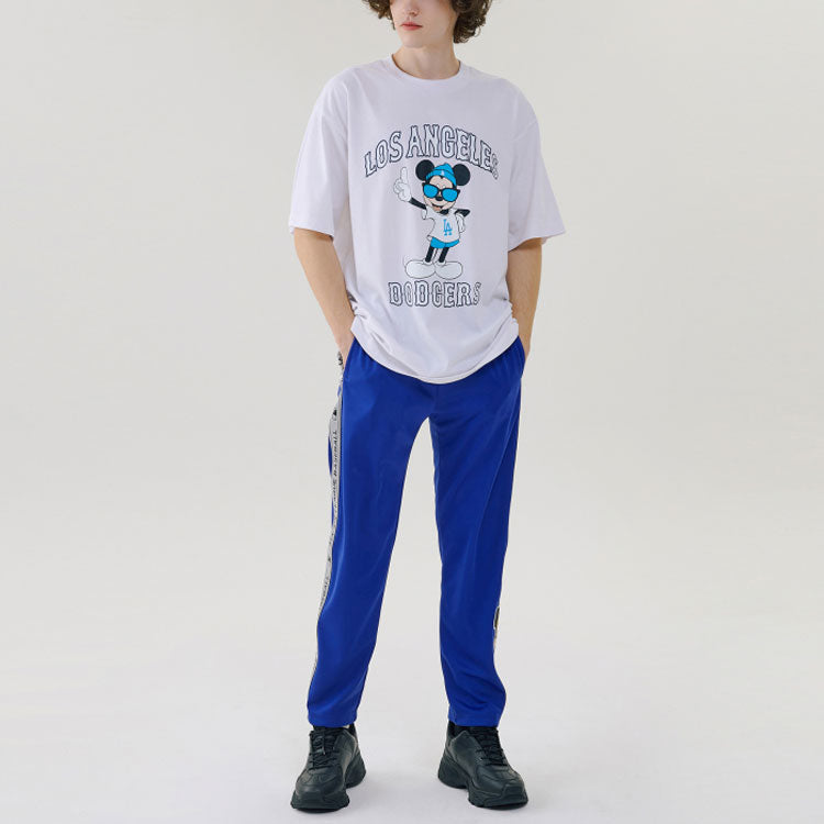 MLB  Disney Mickey Crossover Los Angeles Dodgers Basic Printing Round Neck Short Sleeve Unisex White 31TSK3031-07W