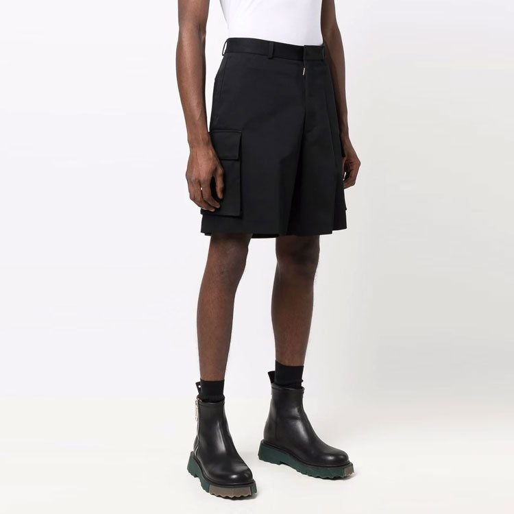 Off-White SS21 Solid Color Cargo Shorts Black OMCB052F21FAB0011000