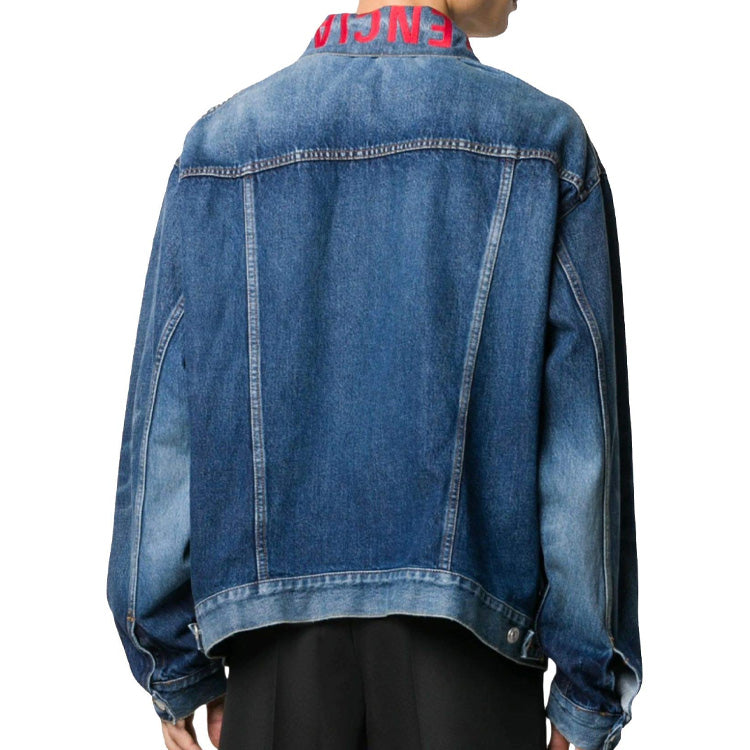 Balenciaga Neck Logo Denim Jacket 'Blue' 571324TCW032340