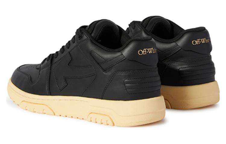 Off-White Out Of Office Leather Sneakers 'Black Yellow' OMIA189F23LEA0011010