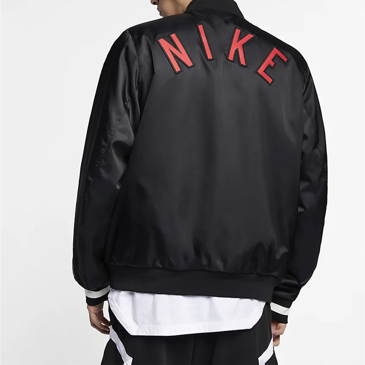 Men's Nike Air Solid Color Logo Woven Sports Baseball Jacket Black AR1838-010