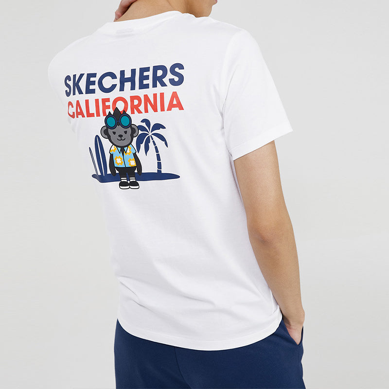 Skechers Knit Printing Short Sleeve Couple Style White L220U067-0019
