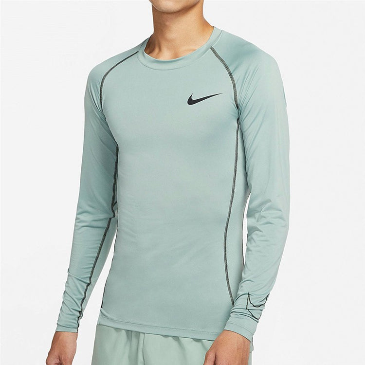 Men's Nike Pro Dri-fit Athleisure Casual Sports Round Neck Long Sleeves Green T-Shirt DD1991-357