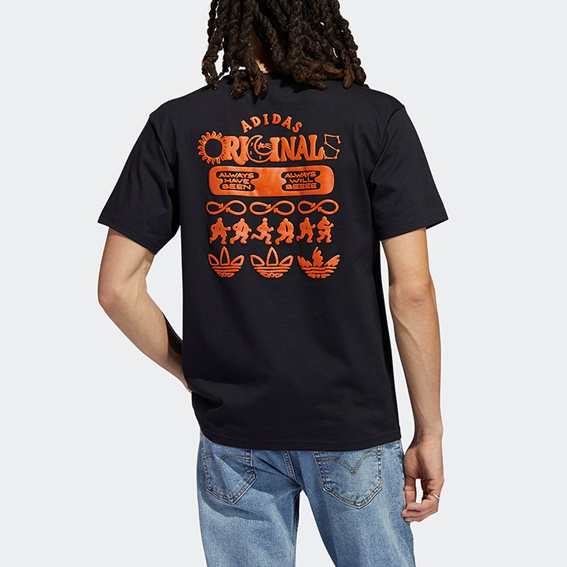 adidas originals Logo Printing Casual Round Neck Sports Short Sleeve Black H32310