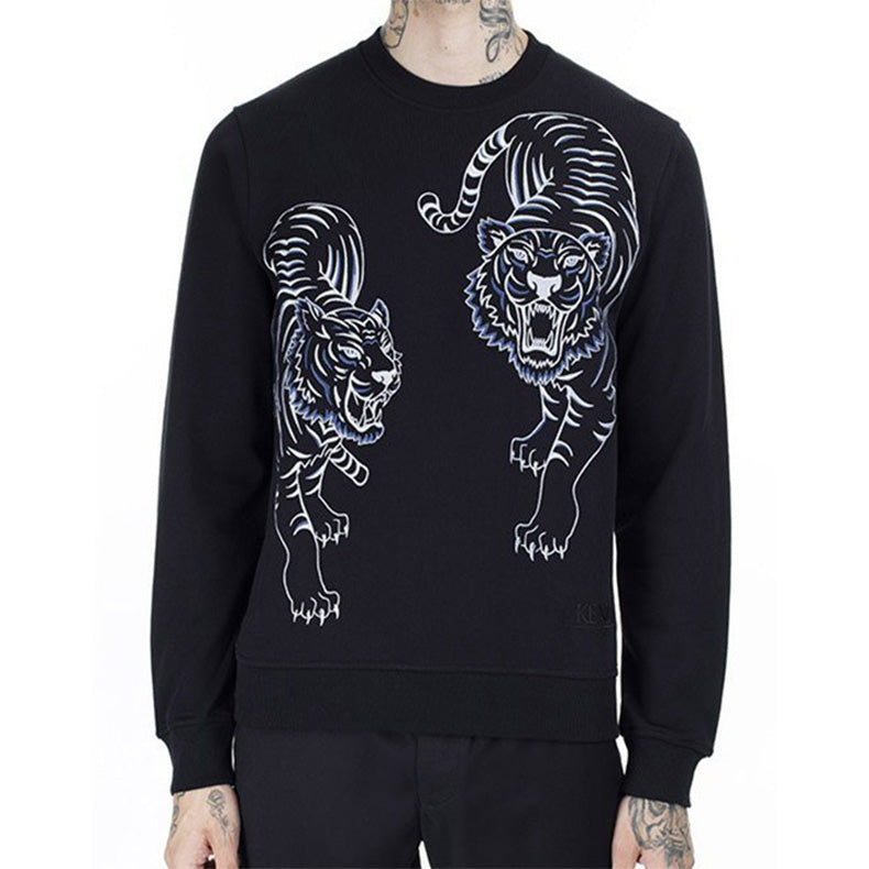 Men's KENZO Cotton Embroidered Pattern Pullover Long Sleeves Black F96-5SW009-4XG-99