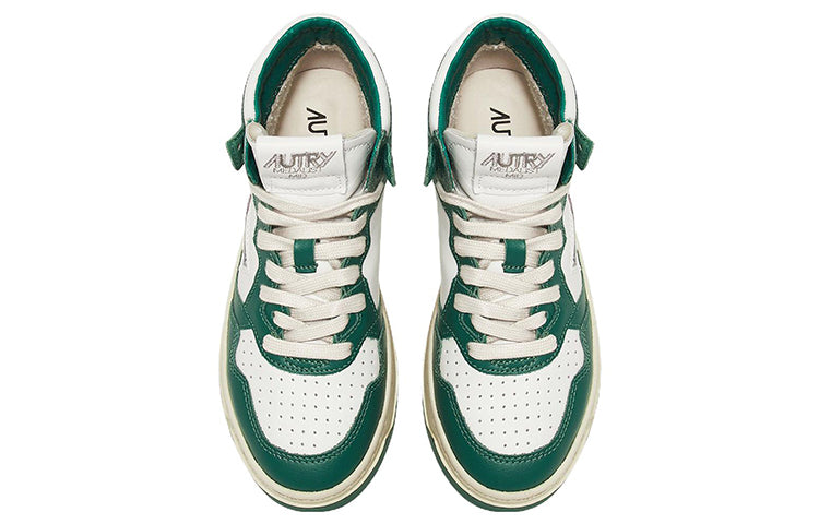 (WMNS) AUTRY Medalist Mid Leather Sneakers Two-Toned 'White Green' AUMW-WB03