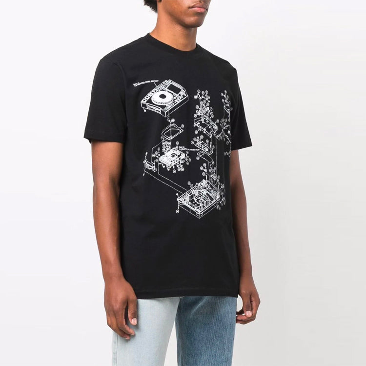 Off-White FW21 Pattern Printing Round Neck Short Sleeve Version Black OMAA027G21JER0031059
