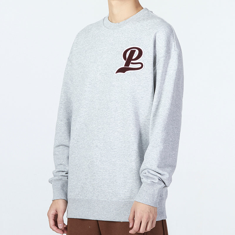 PUMA Team Crew Logo Sweatshirt 'Grey Burgumdy' 539268-04