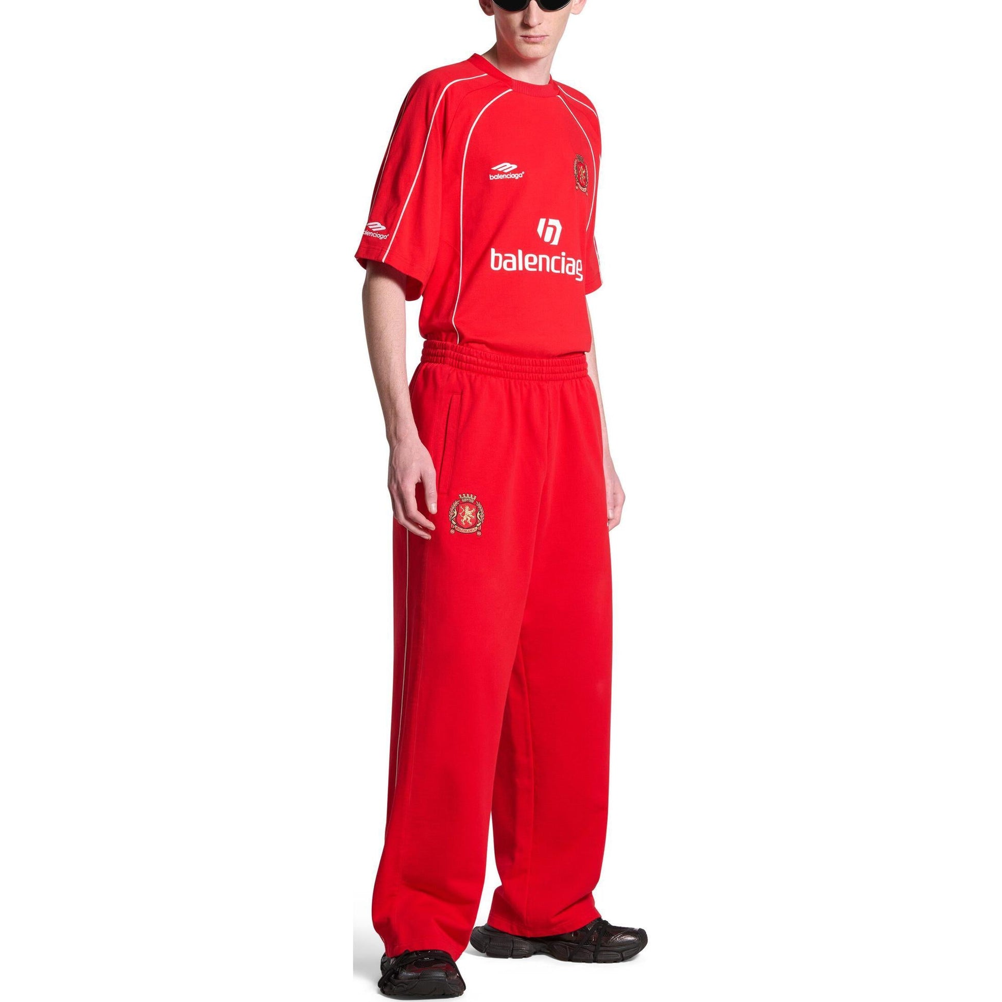 Balenciaga Soccer Baggy Sweatpants 'Red White' 777708TPVW36643
