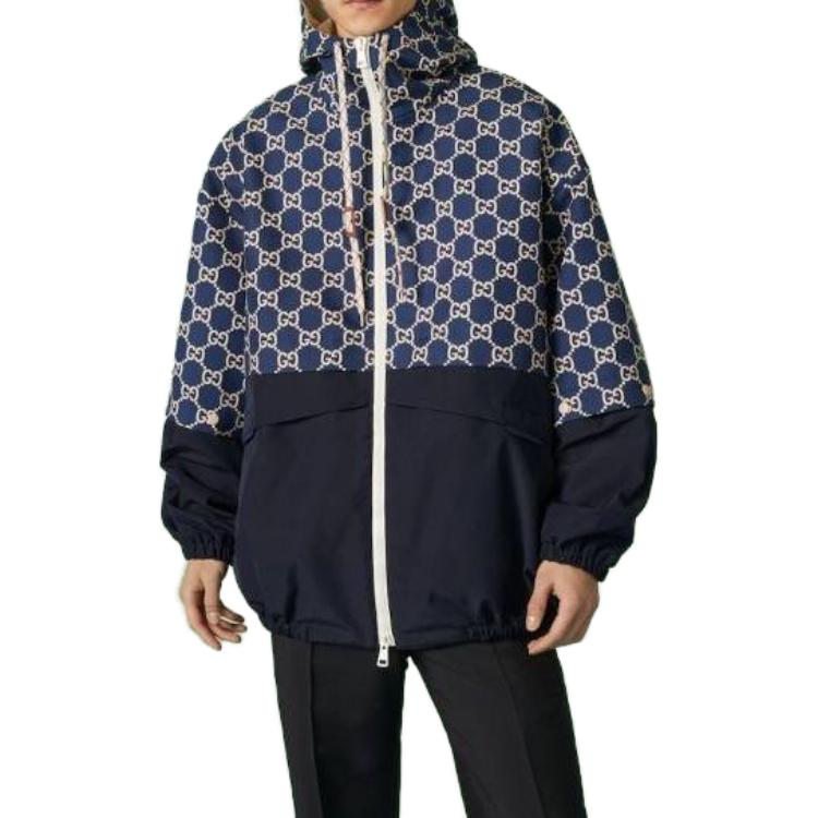 Gucci GG Ripstop Fabric Zip Jacket 'Blue Ivory' 742811-Z8BJG-4384