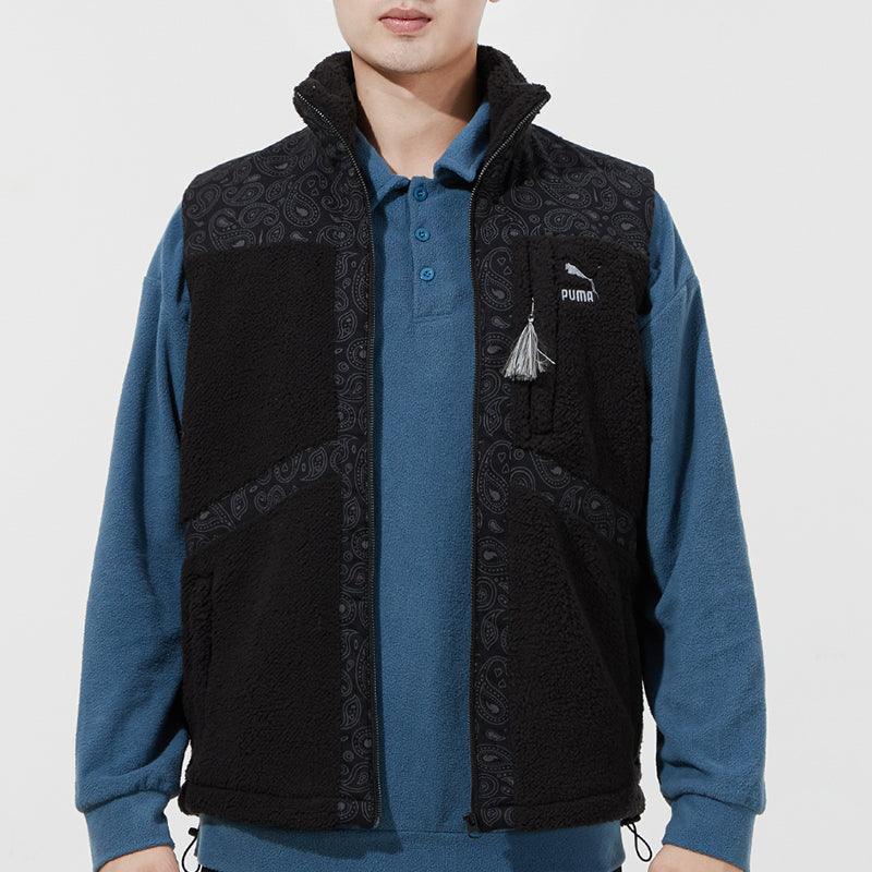PUMA Paisley Woven Sherpa Vest 'Black' 534977-01