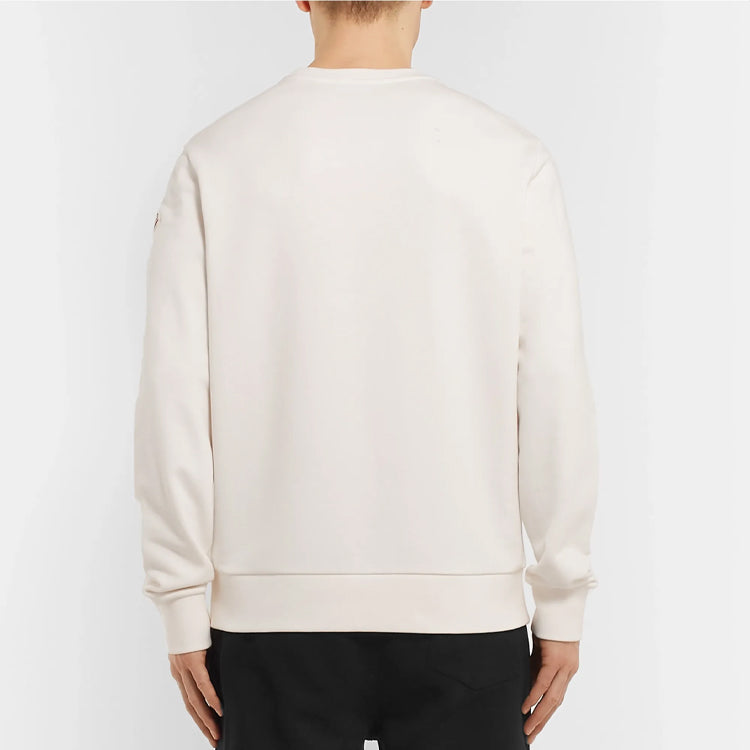 Moncler Chest Logo Print Plain Knitted Long Sleeve Sweater For Men White E209180481508098U-004