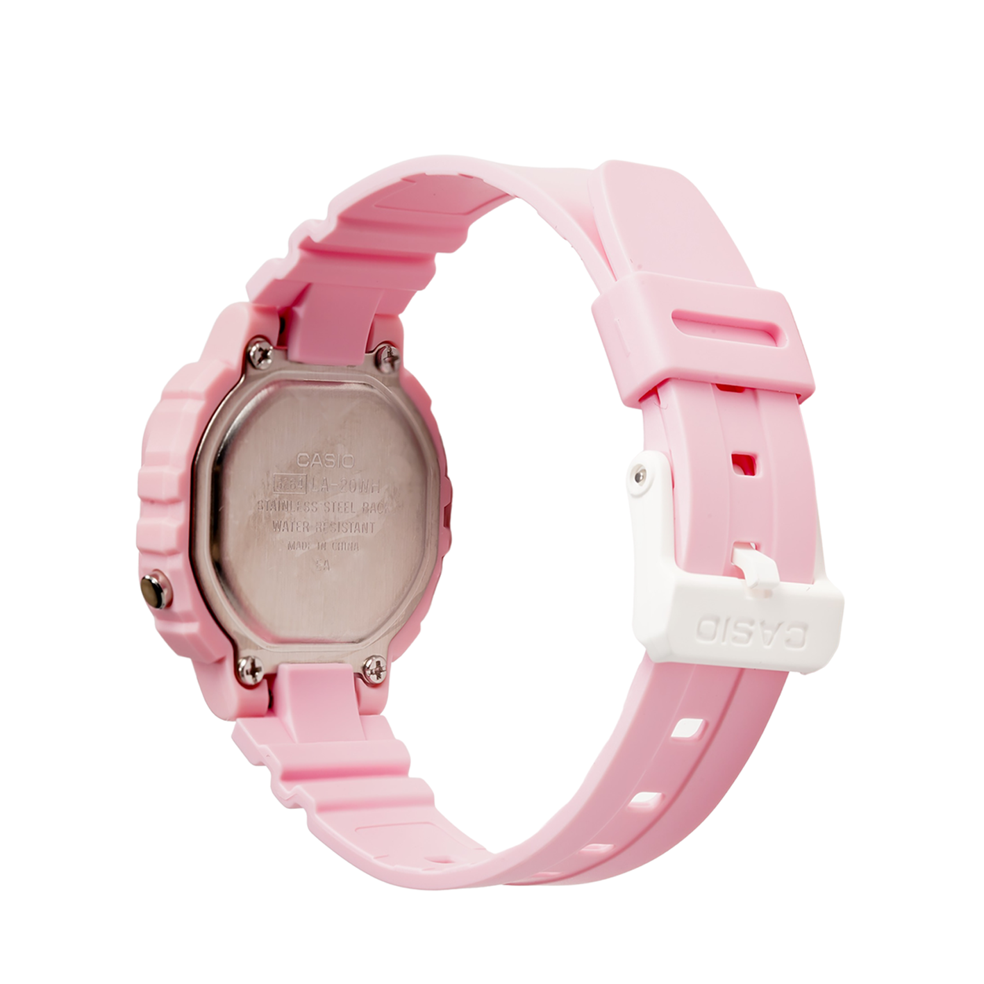 CASIO Minimalistic Temperament Small Cube Waterproof Led Lights Resin Strap Waterproof Watch Pink Digital LA-20WH-4A1