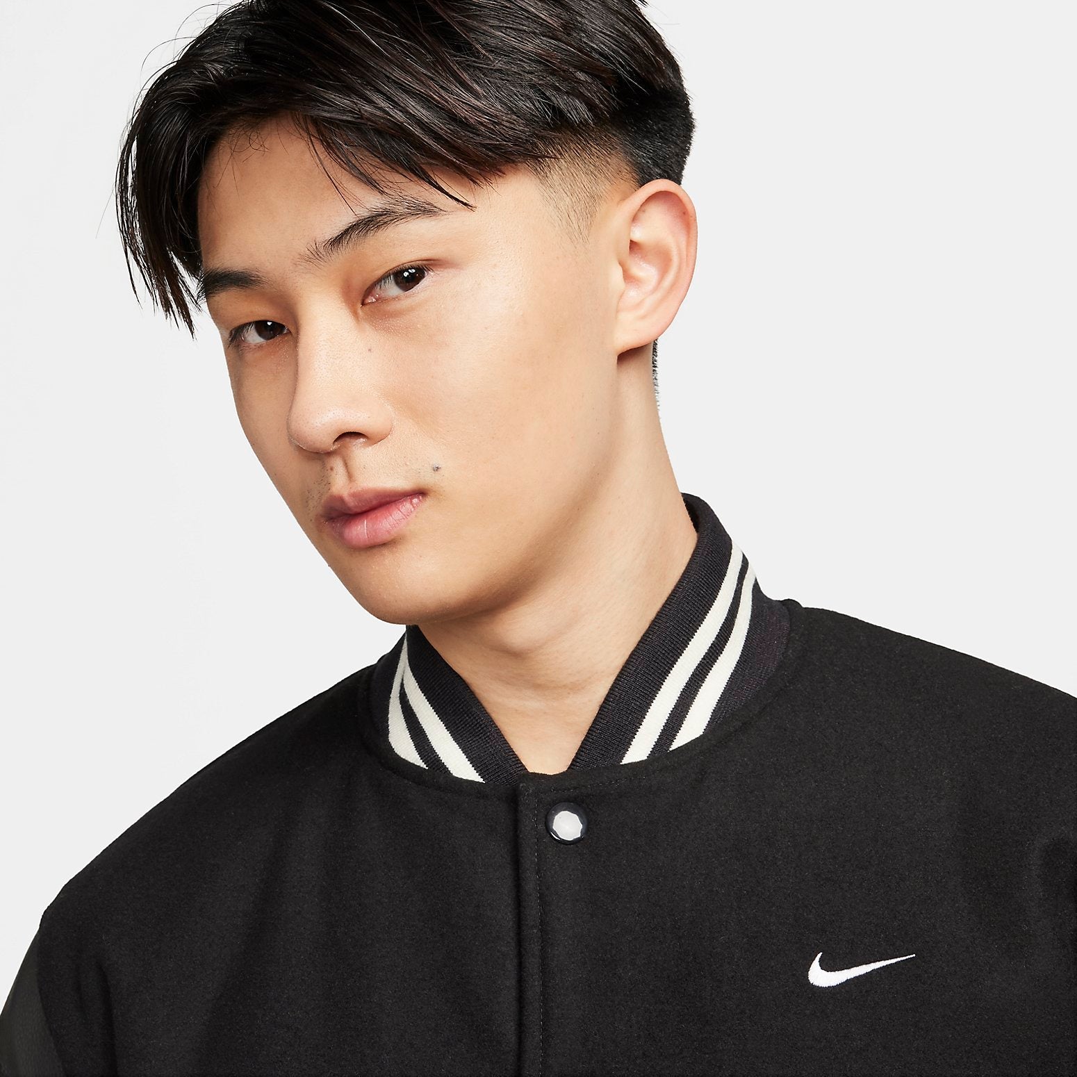 Nike Authenthics Varsity Jacket Asia Sizing 'Black White' FD7846-010