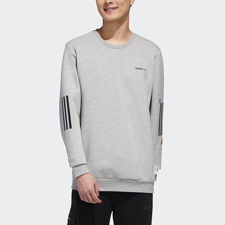 adidas neo x Yellow Crossover Sports Round Neck Pullover Gray GL7224
