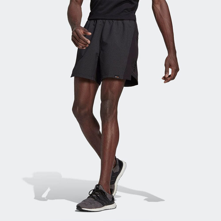 Men's adidas Solid Color Splicing Casual Straight Printing Shorts Black HD3575