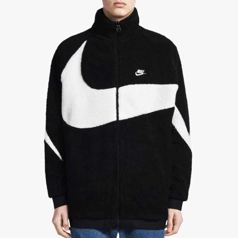 Nike Zipper Stand Collar polar fleece Large Logo Reversible Casual Sports Jacket Black AJ2701-010