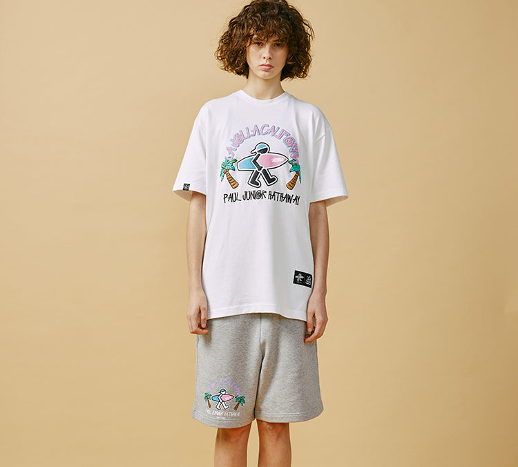 PJs Vigor Multi-Color Pattern Printing Short Sleeve Unisex White 20SSTS1031-P