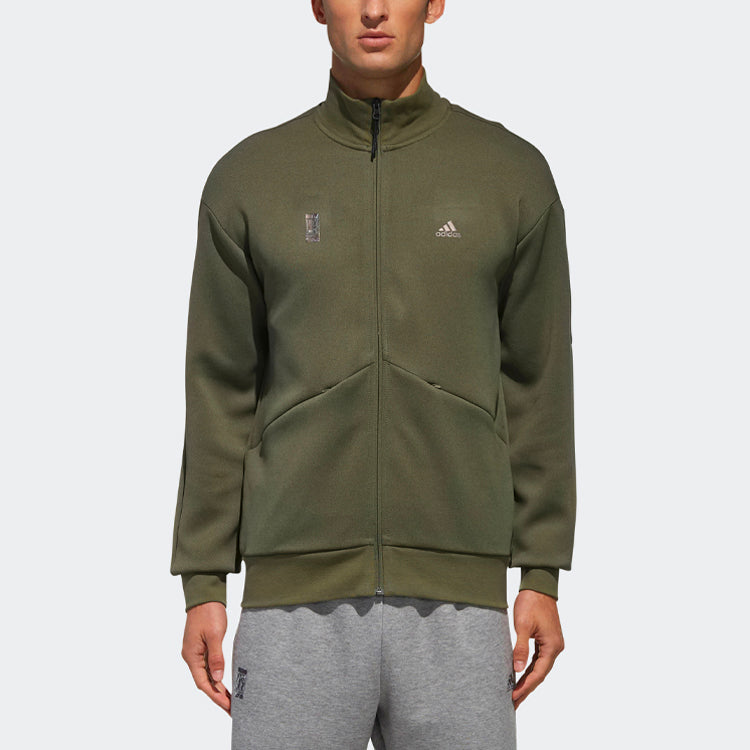 adidas WJ TT SWT Series Athleisure Casual Sports Stand Collar Knit Jacket Basic Green DM5190