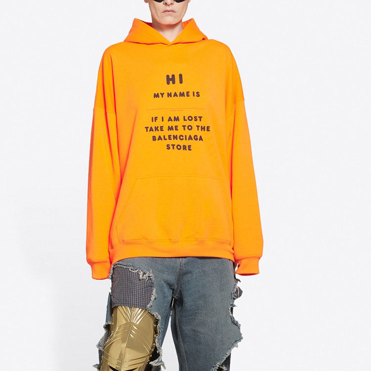 (WMNS) Balenciaga FW21 Alphabet Loose Hoodie Orange 651799TKVH67513