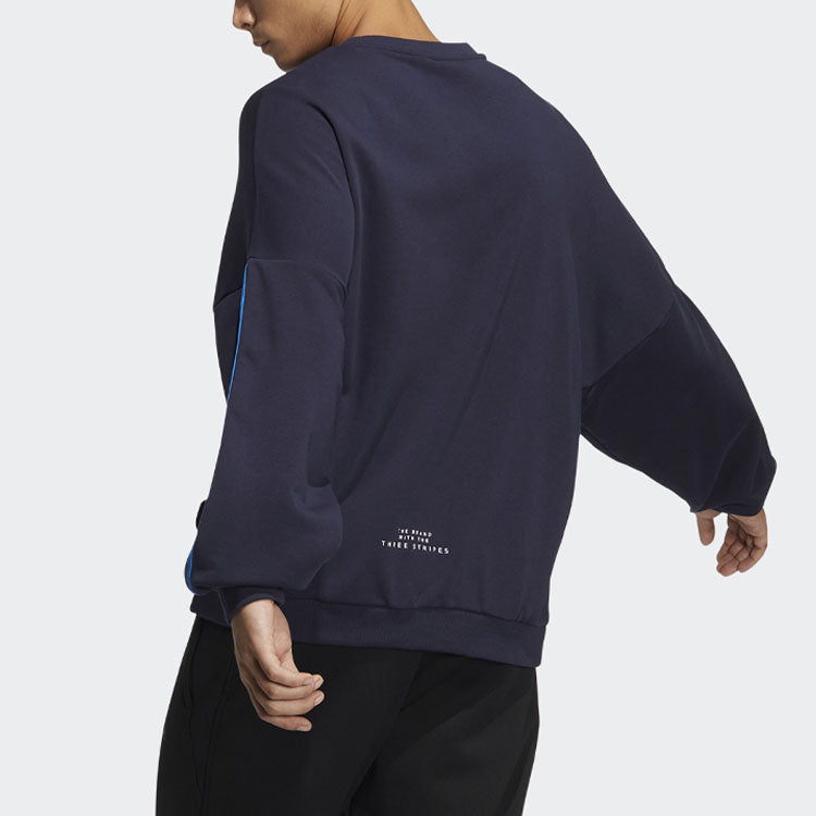 Men's adidas City Swt Top Sports Round Neck Pullover Ink Blue HC9961