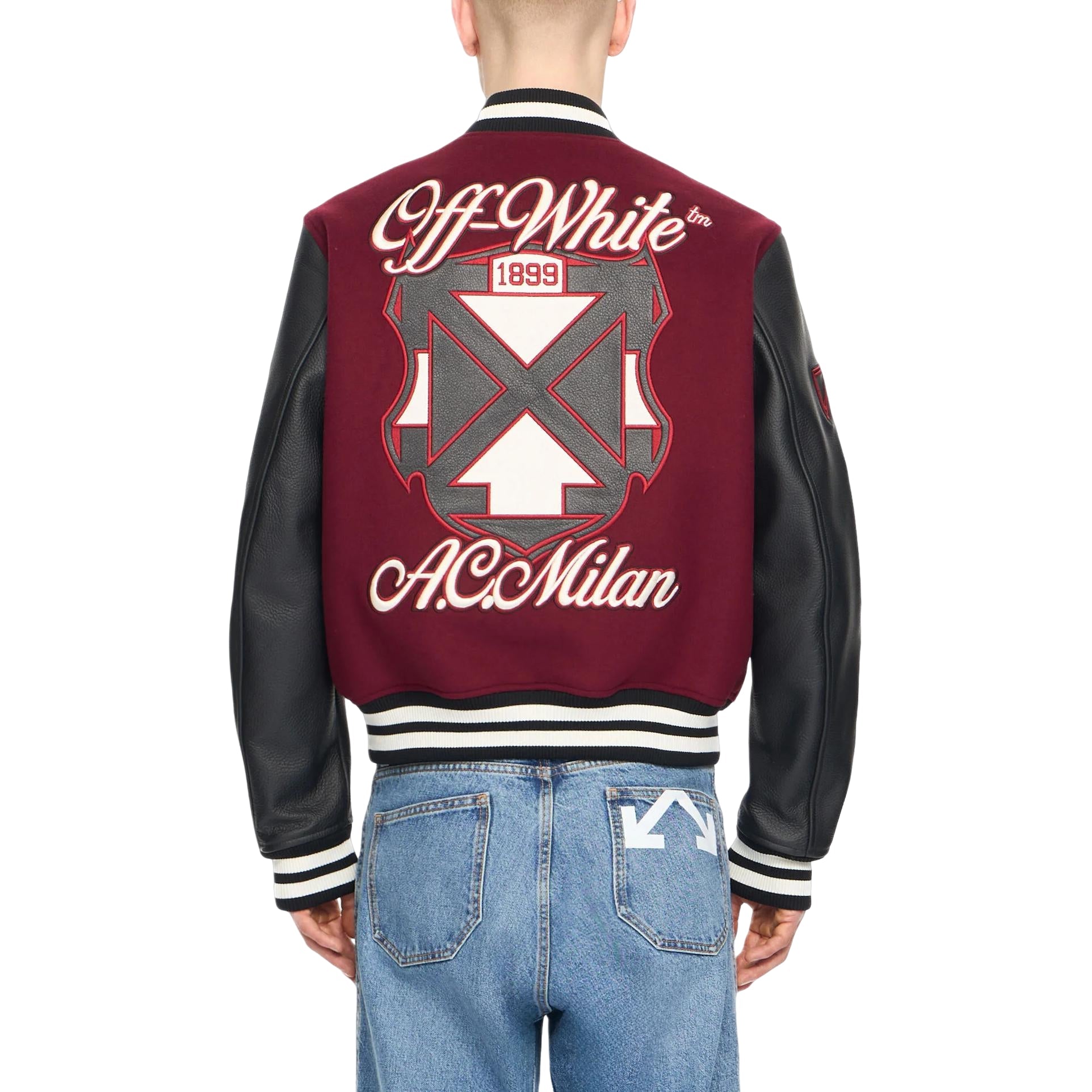 Off-White x c/o AC Milan Varsity Jacket 'Black Red' 44MEA305G25F002125