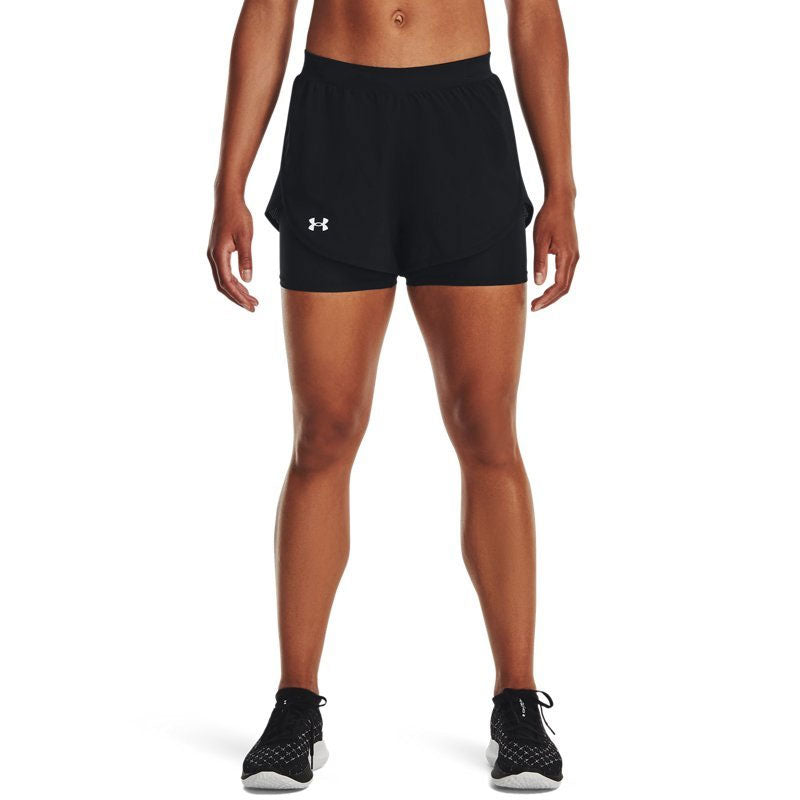 (WMNS) Under Armour Fly-By Elite 2IN1 Shorts 'Black' 1369768-002