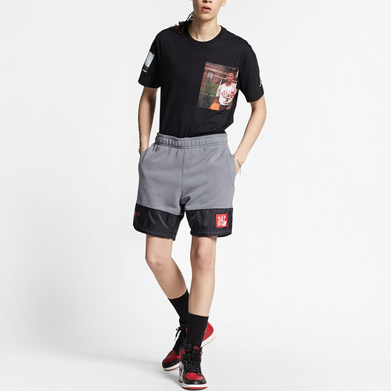 Air Jordan 4 Legacy Knit Basketball Sports Shorts 'Grey Black' CI0261-065