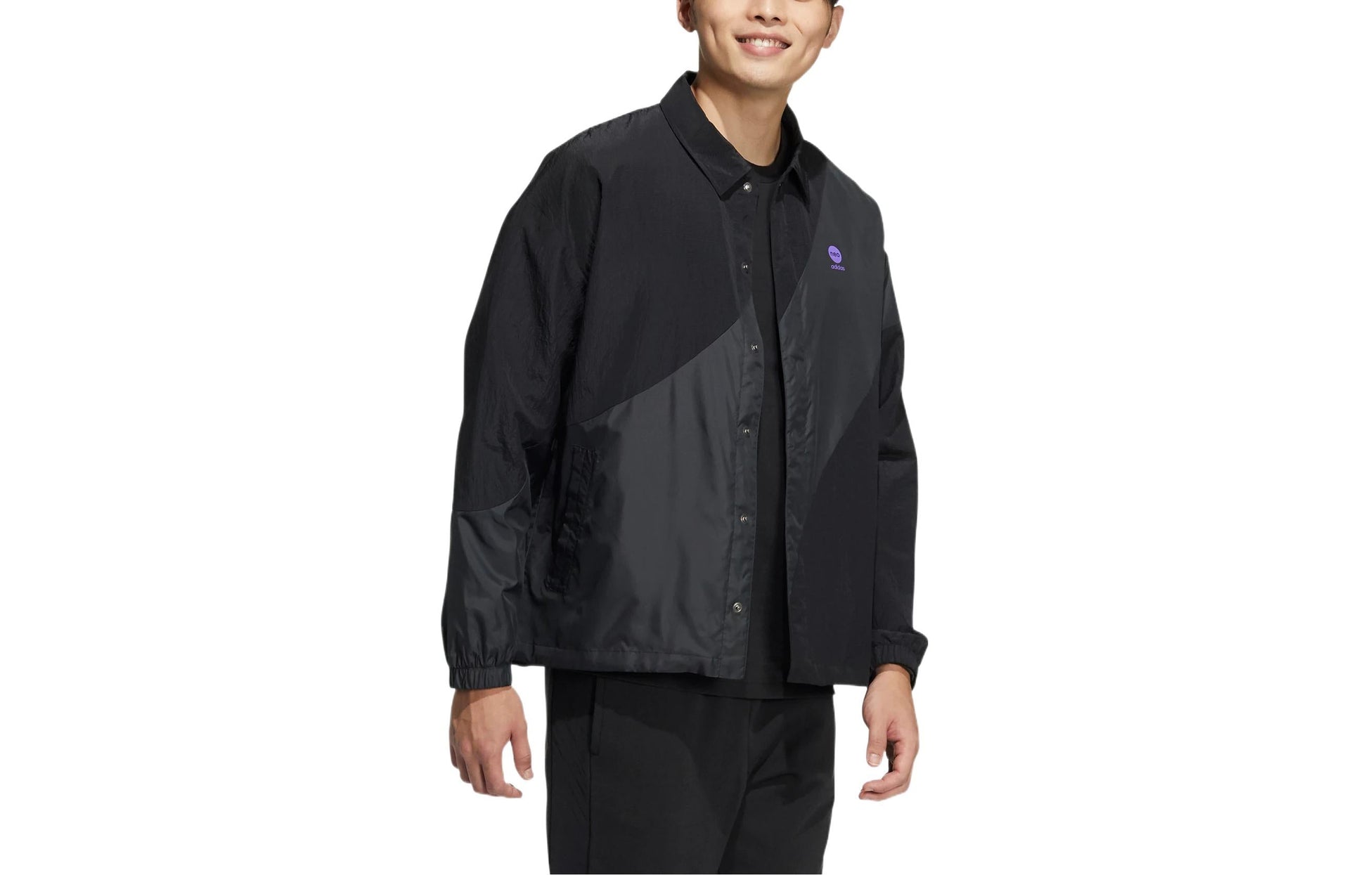 adidas neo Solid Color Logo Micro Mark Athleisure Casual Sports Woven Jacket Black HM7412
