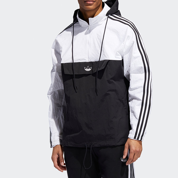 adidas Sports hooded Interchange Jacket Black White Splicing ED5662