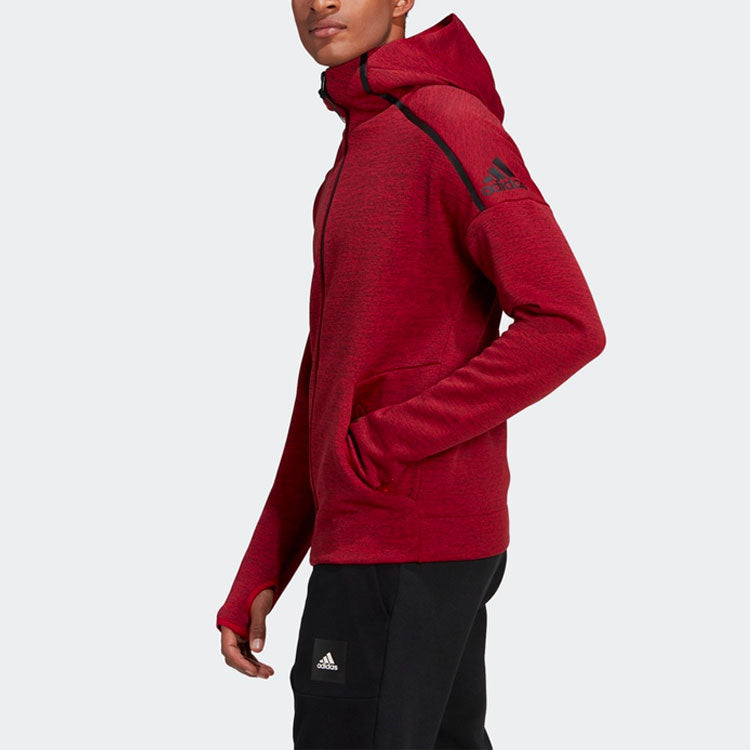 adidas Athleisure Casual Sports Cozy Training Zipper Hooded Jacket Red GT2508