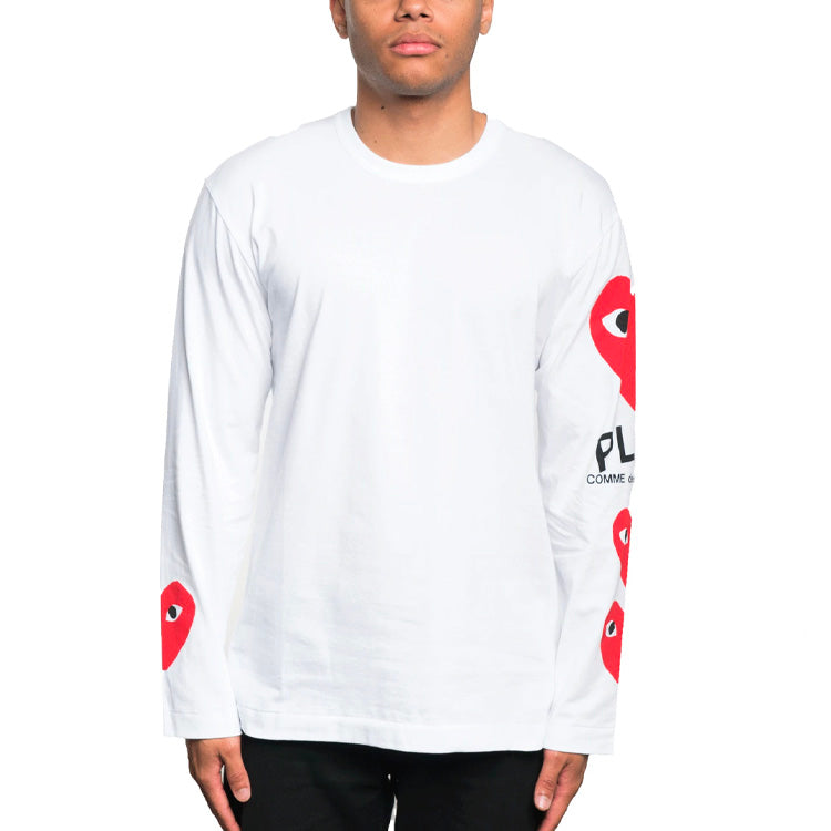 COMME des GARCONS PLAY  Printed Sleeve Long-Sleeve 'White' AZ-T260-051-1