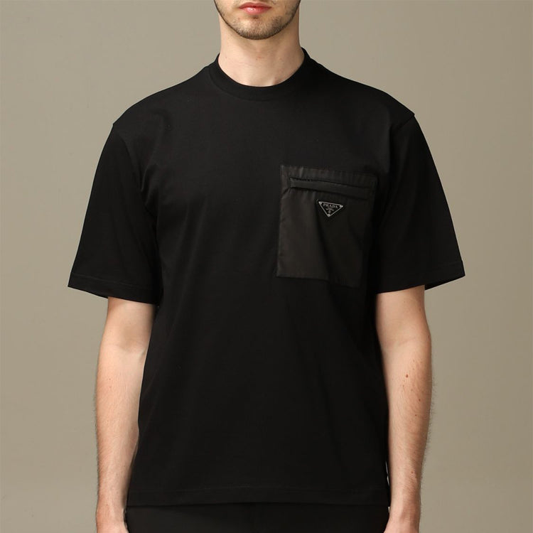Men's PRADA Classic Logo Triangle Short Sleeve Black UJN661-1WQ5-F0002