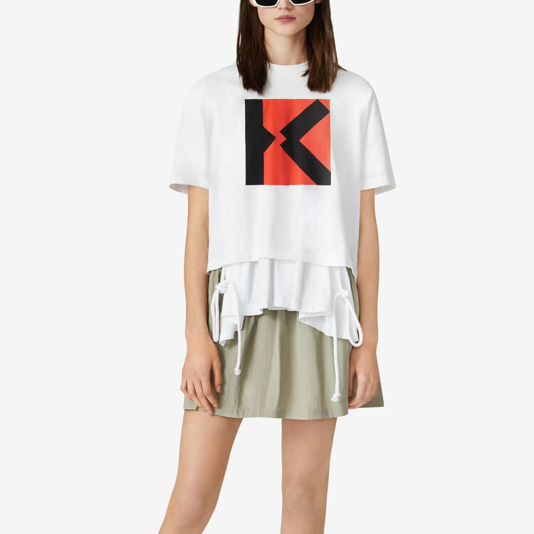KENZO SS21 Logo Loose Short Sleeve White T-Shirt FB52TS6904SJ01-AL