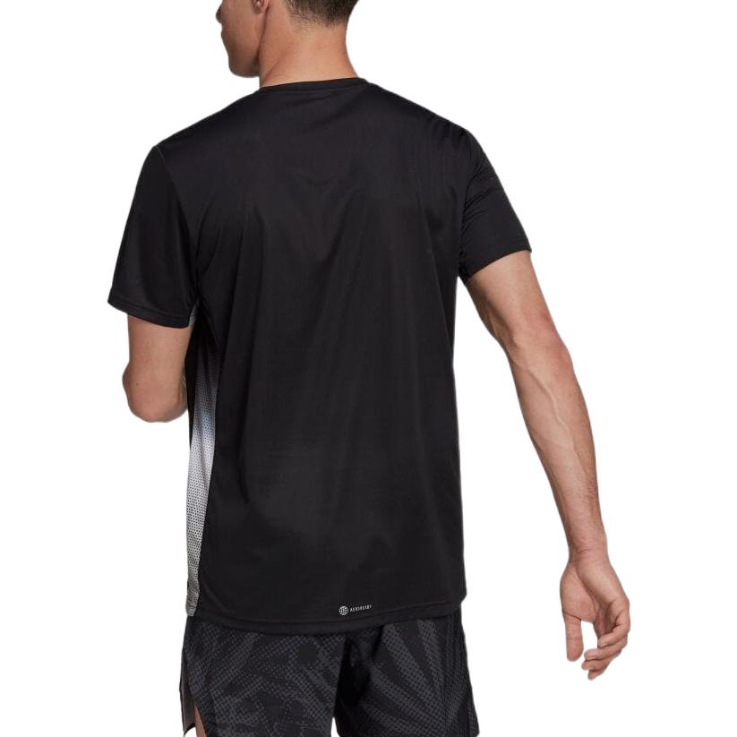 Men's adidas Stripe Logo Printing Reflective Strip Detail Round Neck Short Sleeve Japanese Version Black T-Shirt HB9159