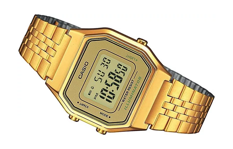 CASIO STANDARD Vintage Dial Steel Link Band en Waterproof Gold Digital LA680WGA-9D