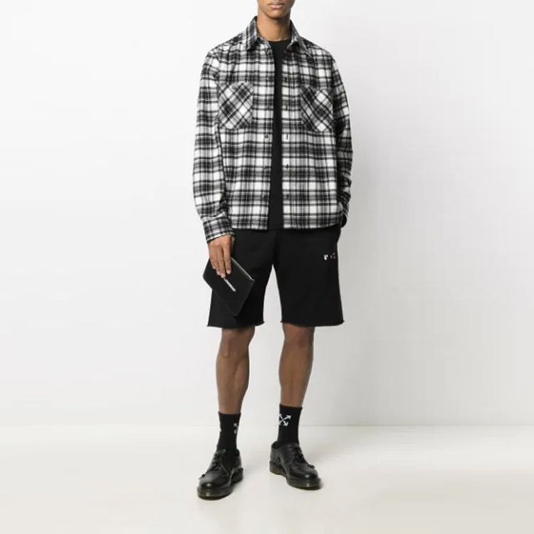 Off-White FW21 Plaid Large Arrow Printing Pattern Long Sleeves Shirt Version Black OMGA133R21FAB0021000-1