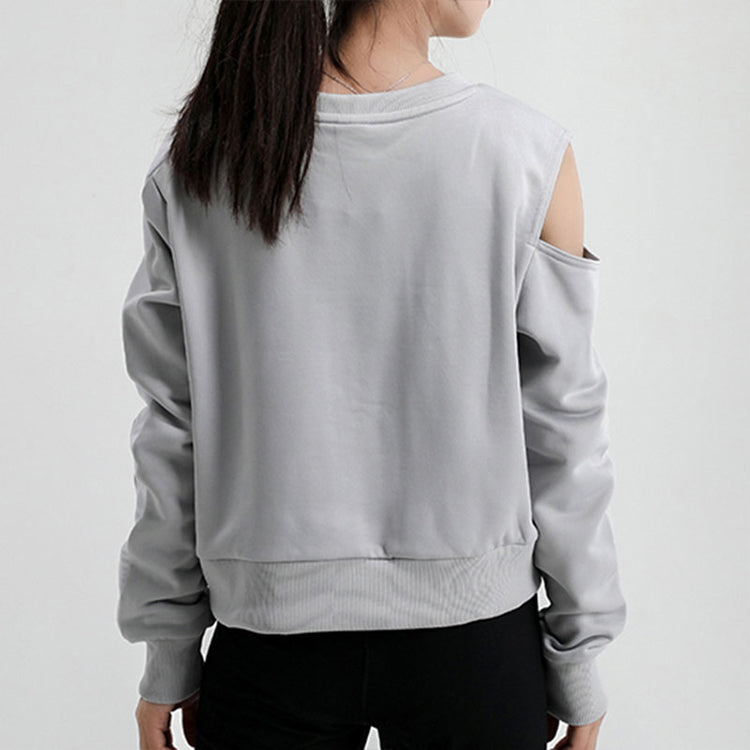 (WMNS) PUMA Logo Printing Round-neck Swea Grey 599046-09