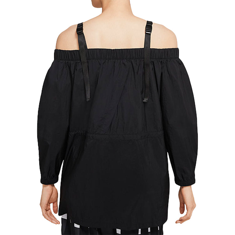 (WMNS) Air Jordan Off-Shoulder Jacket Waist Long Sleeves Black CU4065-010