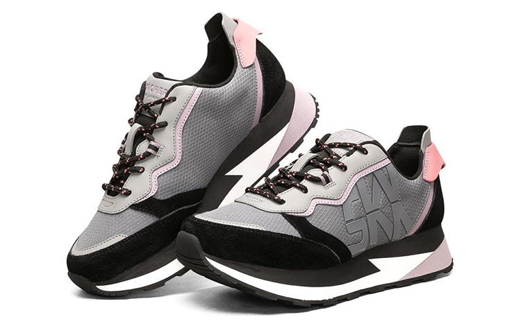 (WMNS) Skechers Low-Top Grey/Black 155492-BKMT